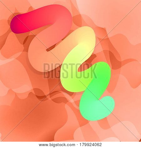 Colorful volume squeezed toothpaste or worm. Vector illustration
