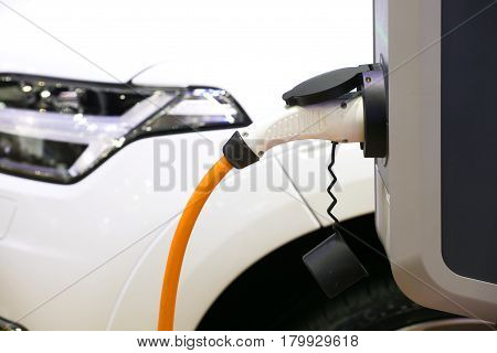 Power Supply For Electric Car Charging. Electric Car Charging Station. Close Up Of The Power Supply