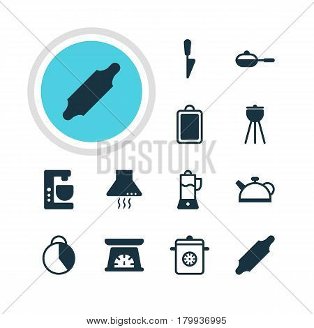 Vector Illustration Of 12 Cooking Icons. Editable Pack Of Chopping Desk, Fruit Squeezer, Timekeeper And Other Elements.