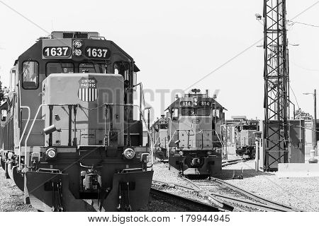 Switchyard In Kansas City In Monochrome