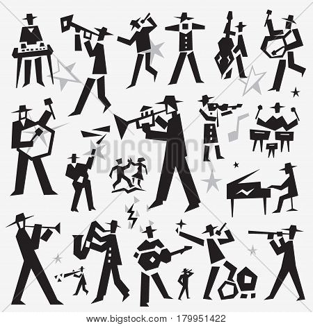 jazz band vector icons coolection , design elements