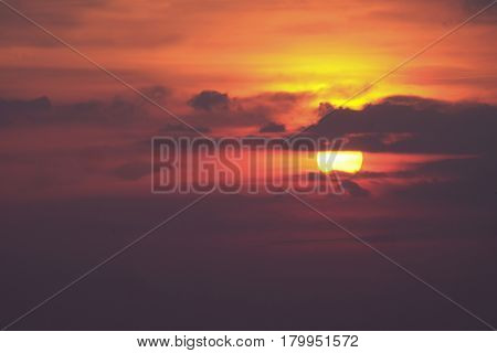seascape view of sunset at the beach in Chantaburi Thailand.