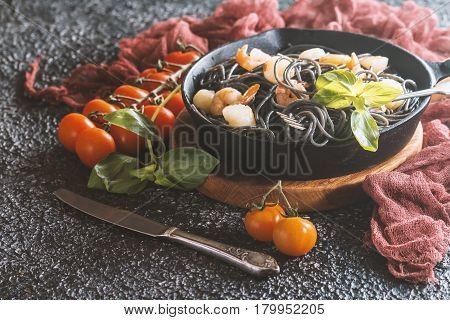 Black Spaghetti With Seafood
