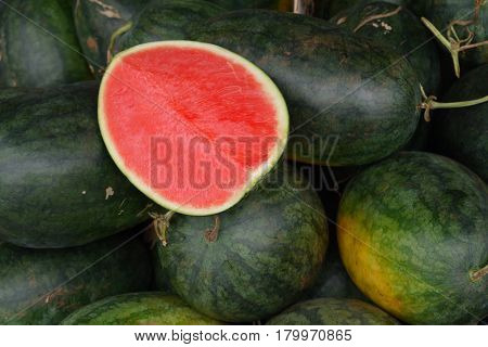 Watery juicy delicacy - a water-melon with red sweet pulp