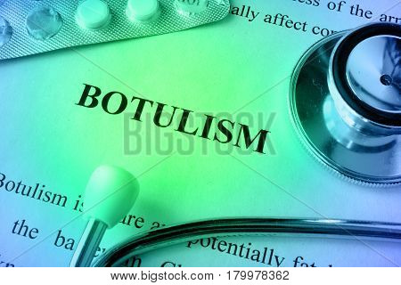 Document with word Botulism in a hospital.