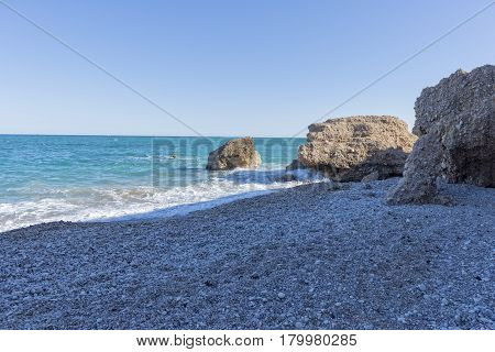 The Coast Of Vinaroz In Castellon, Spain
