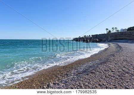 The Coast Of Vinaroz In Castellon, Spain