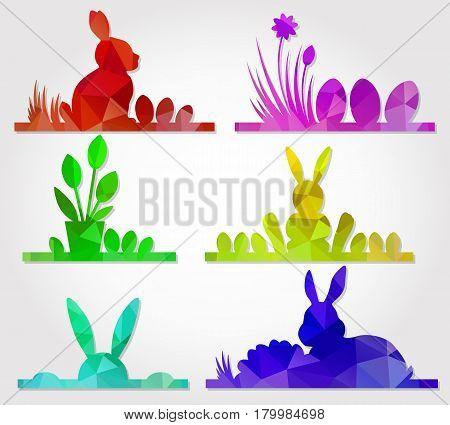 Easter Polygonal Triangle Design With Banny And Eggs