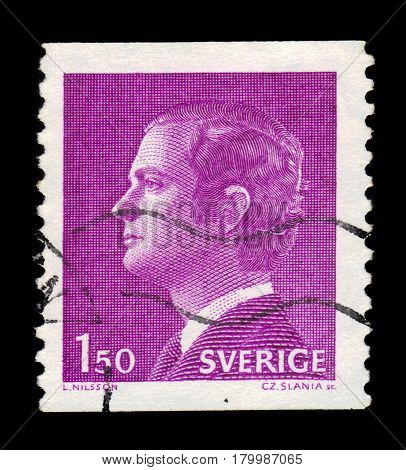 SWEDEN - CIRCA 1980: a stamp printed in the Sweden shows King Carl XVI Gustaf, King of Sweden, series, circa 1980