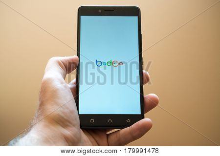Nitra, Slovakia, March 24, 2017: Badoo application logo on smartphone