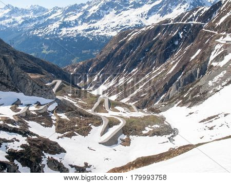 Gotthardpass, View Of The Valley Of Tremola