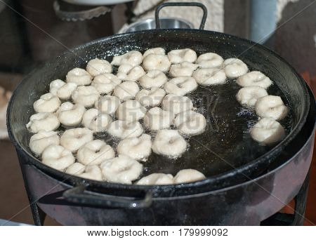 Fine made majorcan doughnuts called bunjols