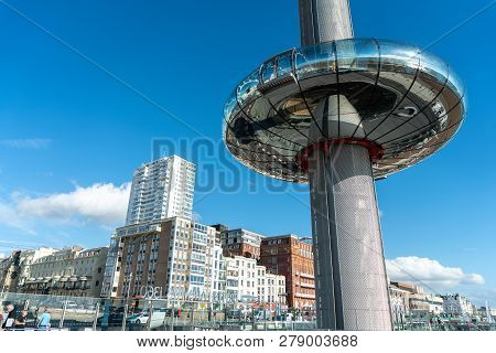 Brighton, England-6 October,2018: The British Airways I360 Skyline Tower  Tallest In The World For S