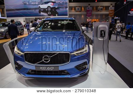 Nonthaburi, Thailand - December 4, 2018: Volvo Xc 60 Twin Engine Hybrid Suv Presented In Motor Expo 