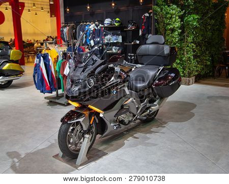 Nonthaburi, Thailand - December 4, 2018: Bmw K 1600 B Touring Bagger Presented In Motor Expo 2018