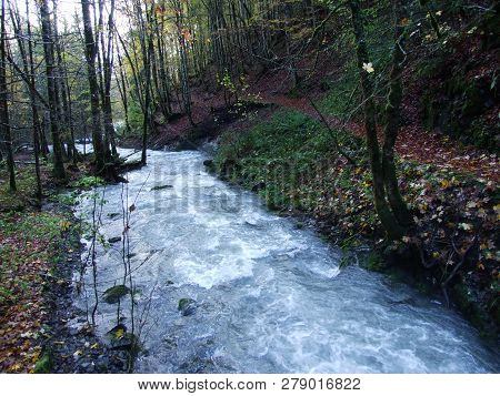 Seasonal Spates And Tributaries Of The Klontalersee Lake - Canton Of Glarus, Switzerland