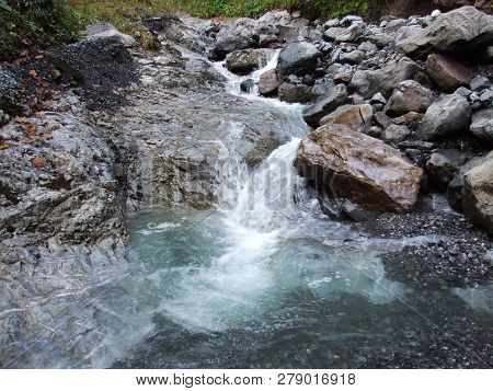 Seasonal Spates And Tributaries Of The Klontalersee Lake - Canton Of Glarus, Switzerland