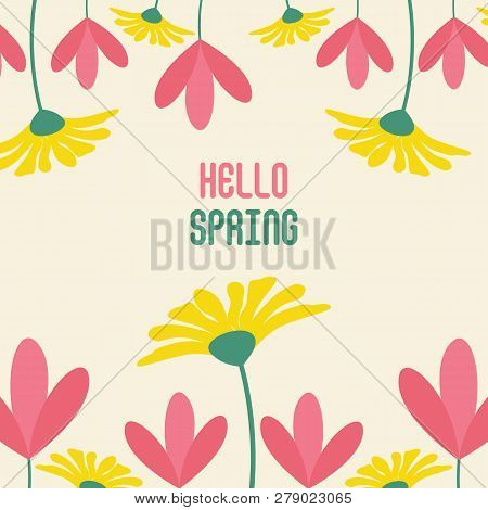 Hello Spring Background And Poster Illustration Design Vector