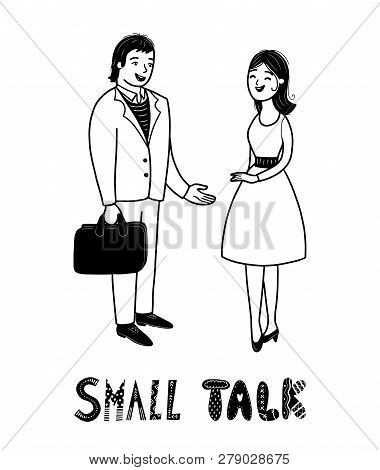Chatting People. Man And Woman Are Having A Conversation. Small Talk