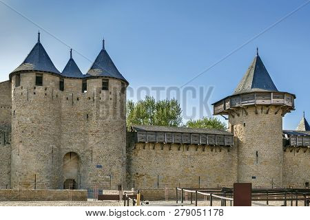 Cite De Carcassonne Is A Medieval Citadel Located In The French City Of Carcassonne. Comtal Castle