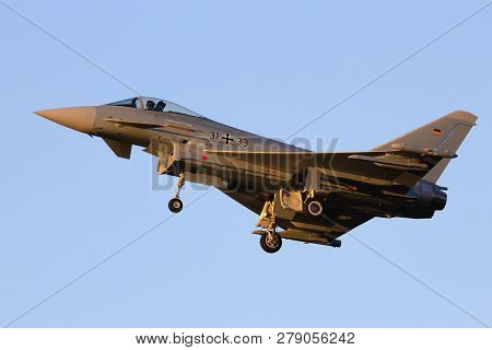 Norvenich, Germany: Dec 14, 2015: German Air Force Eurofighter Typhoon Fighter Jet Aircraft From Tac