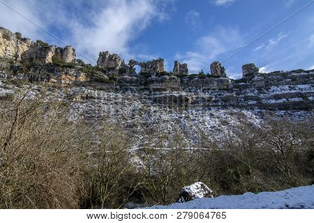 Mountain Karstic Landscape In Spain. Orbaneja Del Castillo