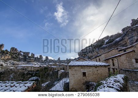 Typical House Of Orbaneja Del Castillo, Burgos, Spain