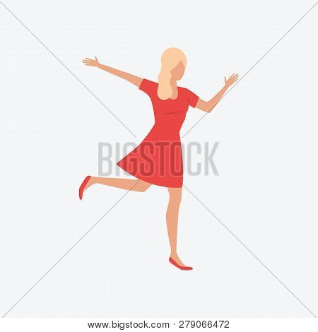 Dancing Blondie Girl. Red Dress, Fun, Party. Can Be Used For Topics Like Saint Valentines Day, Festi