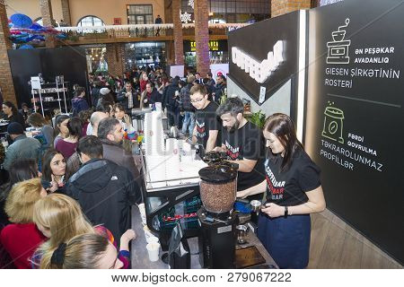 Baku, Azerbaijan, 12 January 2019: Coffee And Tea Festival In Baku, Barmen Competition
