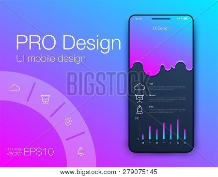 Mobile Phone Application For Analytics. Stock Vector