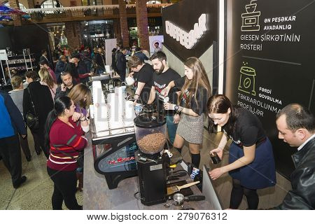 Baku, Azerbaijan, 12 January 2019: Coffee And Tea Festival In Baku, Barmen Competition
