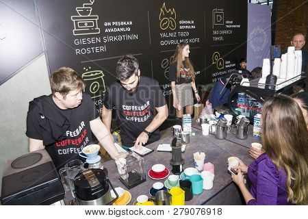 Baku, Azerbaijan, 12 January 2019: Coffee And Tea Festival In Baku, Barmen Competition