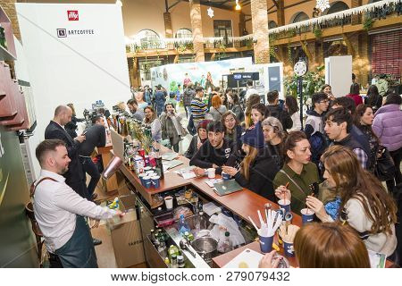 Baku, Azerbaijan, 12 January 2019: Coffee And Tea Festival In Baku, Barmen Competition