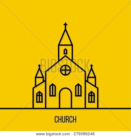 Vector Illustration Of A Church On A Yellow Background.