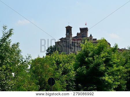 Barolo, Province Of Cuneo, Piedmont, Italy. July 2018. View On The Historical Center Of Barolo