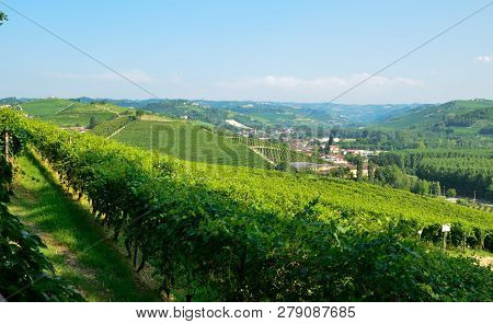 Grinzane Cavour, Piedmont, Italy. July 2018. At The Foot Of The Castle All Around Heavenly Views Of