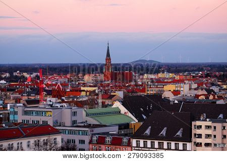 Berlin, Germany - January 17, 2019 -  Aerial View On Berlin From The Bunkerberg In Volkspark Humbold
