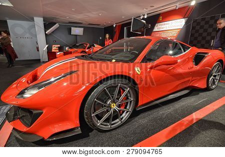 Maranello, Italy, December 2018. In The Ferrari Museum, The Exhibition Hall Dedicated To The Most Re