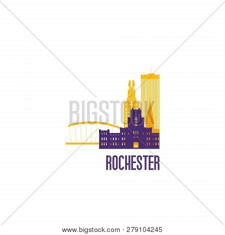Rochester City Emblem. Colorful Buildings. Vector Illustration.