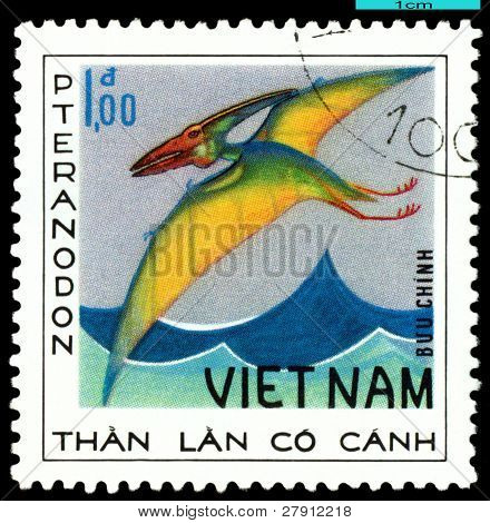 Vintage postzegel.  Pteranodon.