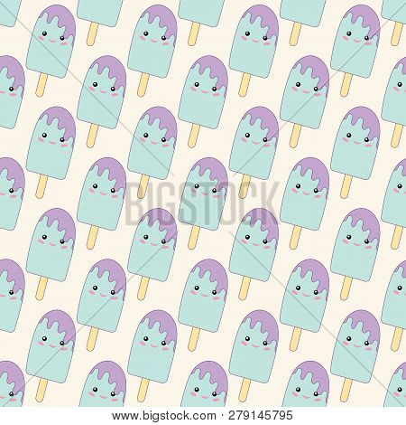 Holiday Or Birthday Seamless Pattern With Ice Cream.
