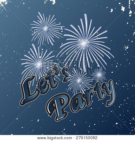 Created Let's Party Comic Firework Sky Background