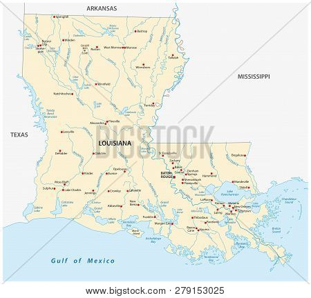 Vector Map Of The U.s. State Of Louisiana