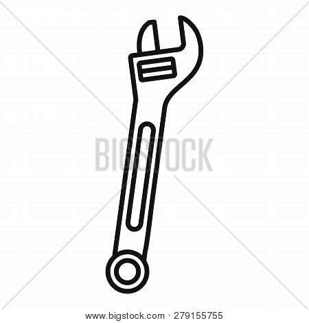 Car Adjustable Wrench Icon. Outline Car Adjustable Wrench Vector Icon For Web Design Isolated On Whi