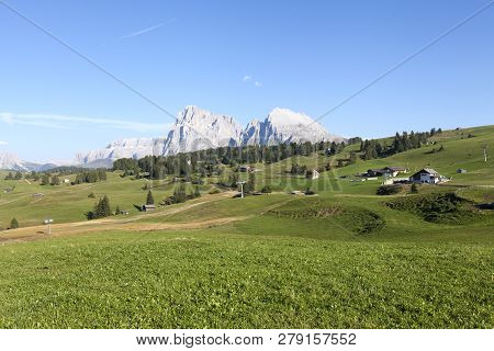 Compaccio Compatsch, Italy On September 12. View From The Mountain Station Towards The Landscape On 