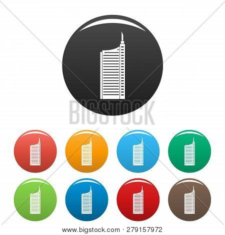 Sky Scraper Icons Set 9 Color Vector Isolated On White For Any Design
