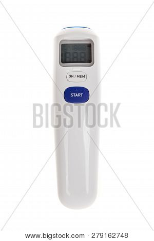 Electronic Medical Infrared Thermometer, Forehead, Isolated On White