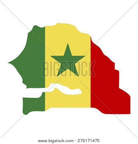 Map Of Senegal With Flag Inside. Senegal Map Vector Illustration