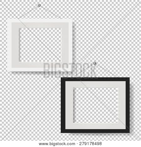 White Picture Frame Set Isolated Transparent Background 