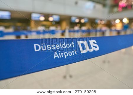 DUSSELDORF, GERMANY - CIRCA SEPTEMBER, 2018: close up shot of Dusseldorf Airport sing.